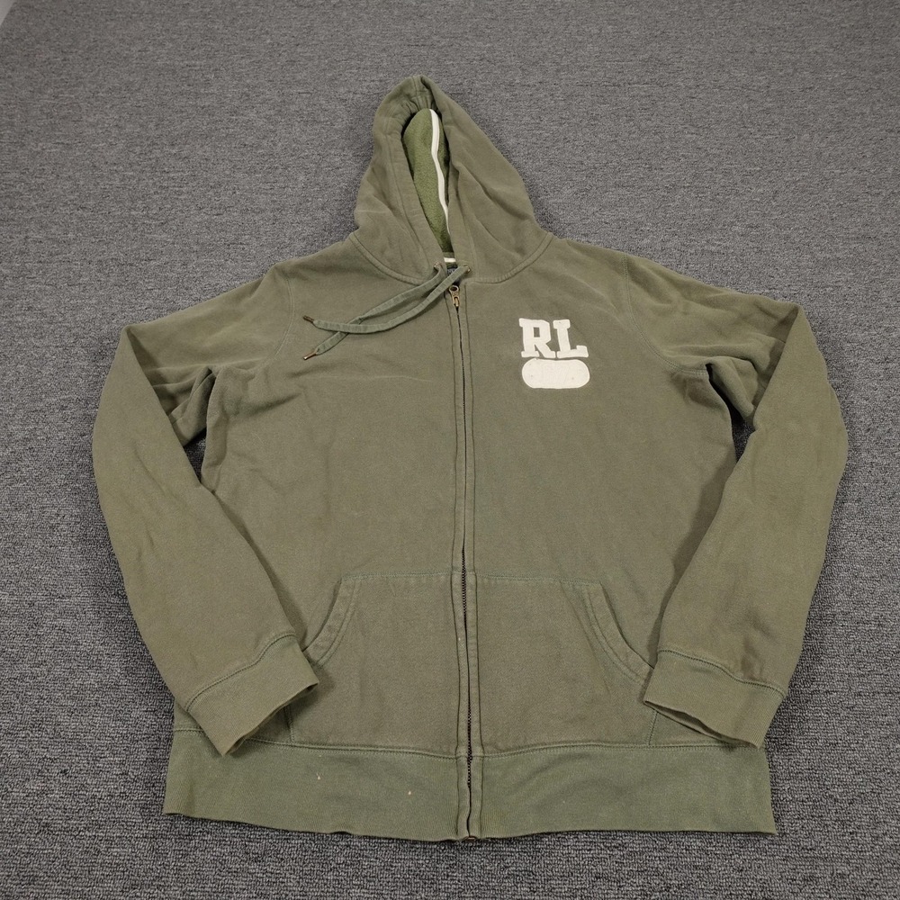 Vintage Polo Jeans Company Ralph Lauren Hoodie Mens XL Green Full Zip RL67 Y2K